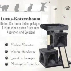 PawHut Kratzbaum dunkelgrau Spanplatte B/H/L: ca. 39x83x59 cm