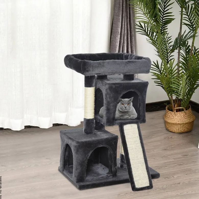 PawHut Kratzbaum dunkelgrau Spanplatte B/H/L: ca. 39x83x59 cm