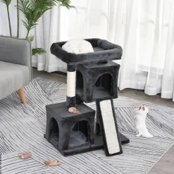 PawHut Kratzbaum dunkelgrau Spanplatte B/H/L: ca. 39x83x59 cm