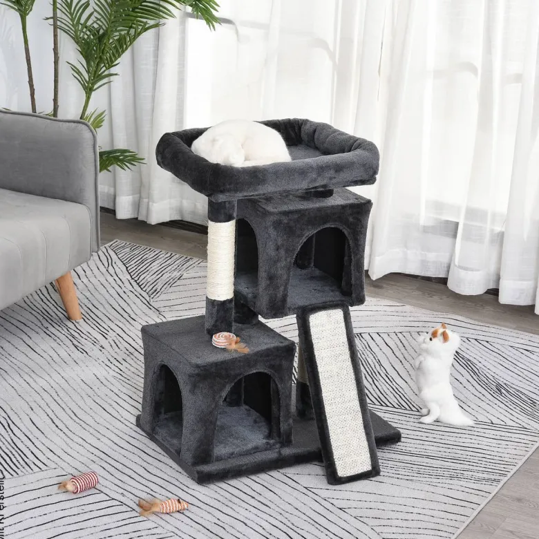 PawHut Kratzbaum dunkelgrau Spanplatte B/H/L: ca. 39x83x59 cm