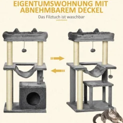 PawHut Kratzbaum grau Spanplatte B/H/L: ca. 48x48x90 cm