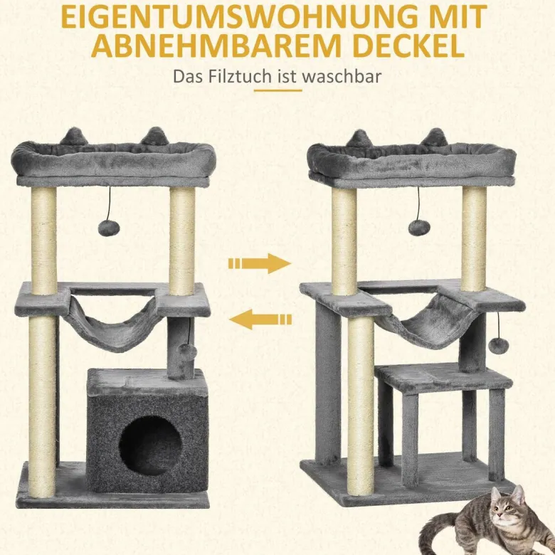 PawHut Kratzbaum grau Spanplatte B/H/L: ca. 48x48x90 cm