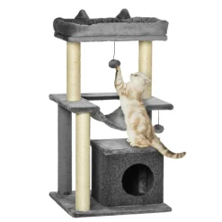 PawHut Kratzbaum grau Spanplatte B/H/L: ca. 48x48x90 cm