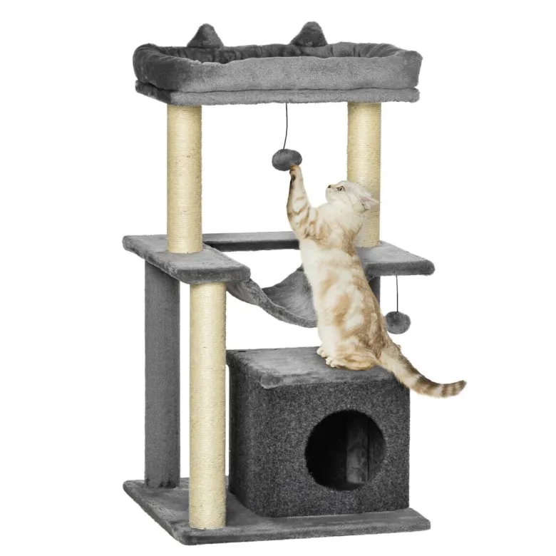 PawHut Kratzbaum grau Spanplatte B/H/L: ca. 48x48x90 cm