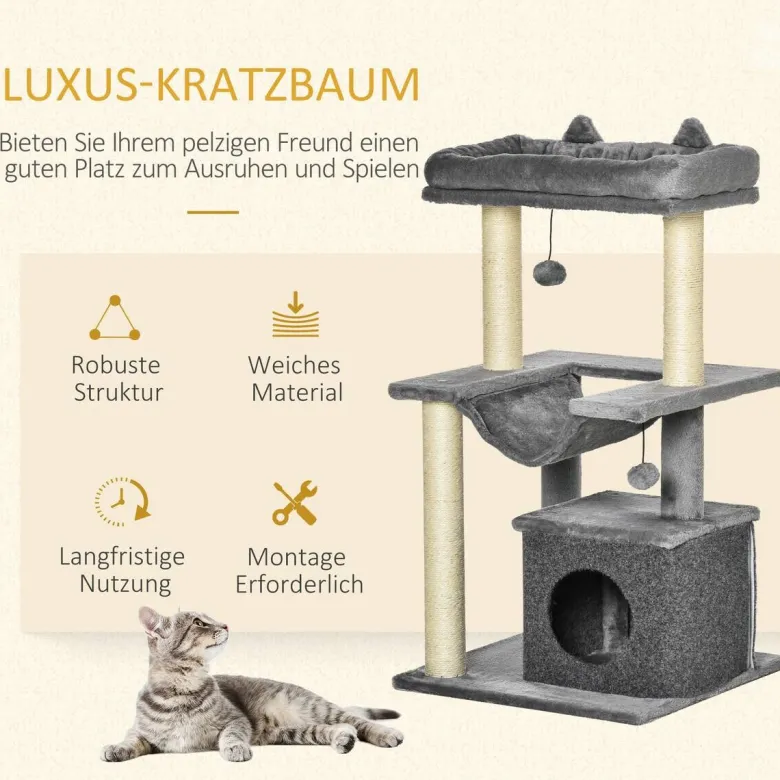 PawHut Kratzbaum grau Spanplatte B/H/L: ca. 48x48x90 cm