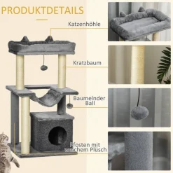 PawHut Kratzbaum grau Spanplatte B/H/L: ca. 48x48x90 cm
