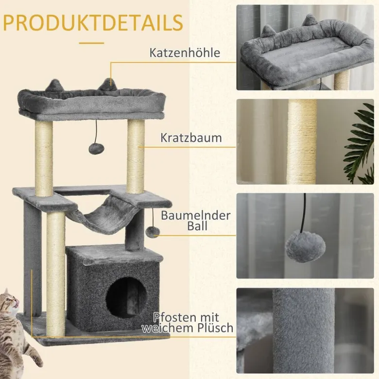 PawHut Kratzbaum grau Spanplatte B/H/L: ca. 48x48x90 cm