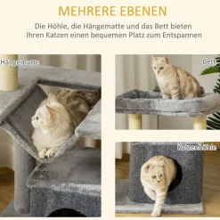 PawHut Kratzbaum grau Spanplatte B/H/L: ca. 48x48x90 cm