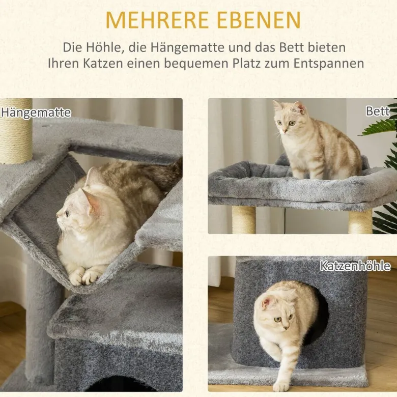 PawHut Kratzbaum grau Spanplatte B/H/L: ca. 48x48x90 cm
