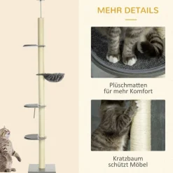 PawHut Kratzbaum grau Spanplatte B/H/L: ca. 40x40x250 cm