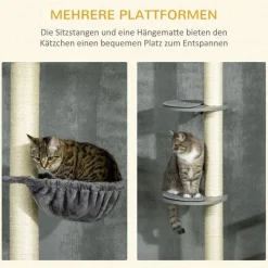 PawHut Kratzbaum grau Spanplatte B/H/L: ca. 40x40x250 cm