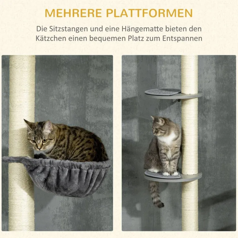 PawHut Kratzbaum grau Spanplatte B/H/L: ca. 40x40x250 cm