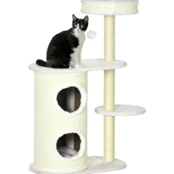 PawHut Kratzbaum weiß Polyester B/H/L: ca. 35x100x59 cm