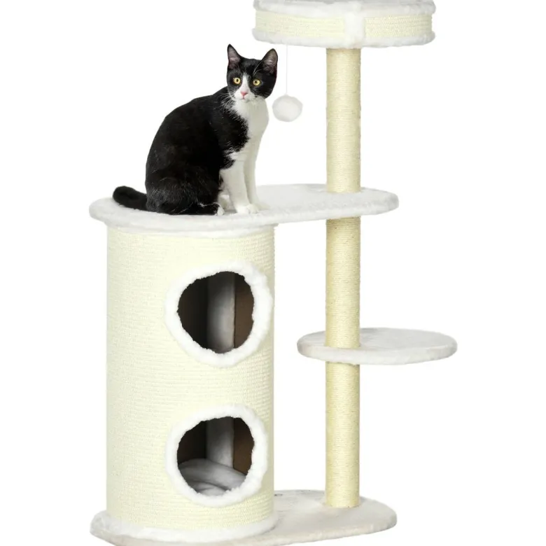 PawHut Kratzbaum weiß Polyester B/H/L: ca. 35x100x59 cm