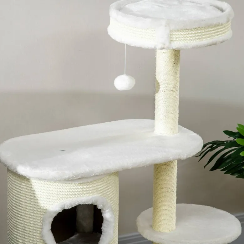 PawHut Kratzbaum weiß Polyester B/H/L: ca. 35x100x59 cm