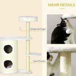 PawHut Kratzbaum weiß Polyester B/H/L: ca. 35x100x59 cm