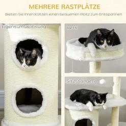 PawHut Kratzbaum weiß Polyester B/H/L: ca. 35x100x59 cm