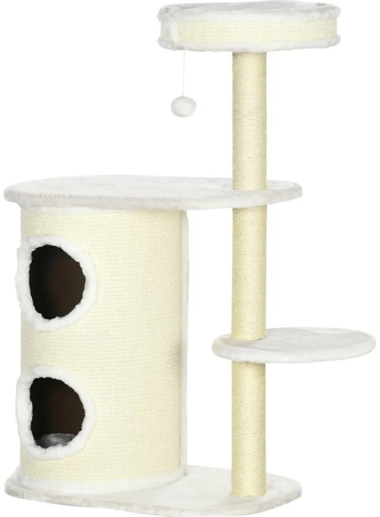 PawHut Kratzbaum weiß Polyester B/H/L: ca. 35x100x59 cm