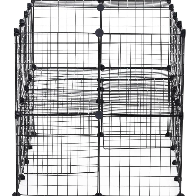 PawHut Laufgitter schwarz Metall B/H/L: ca. 73x73x146 cm