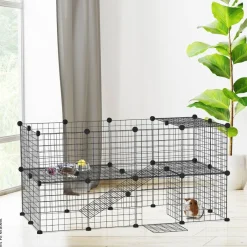 PawHut Laufgitter schwarz Metall B/H/L: ca. 73x73x146 cm