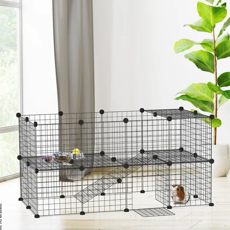 PawHut Laufgitter schwarz Metall B/H/L: ca. 73x73x146 cm
