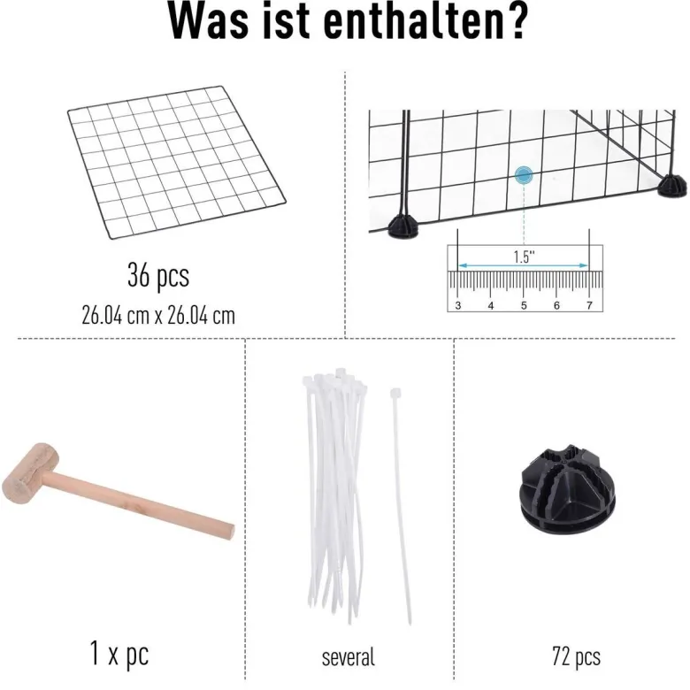 PawHut Laufgitter schwarz Metall B/H/L: ca. 73x73x146 cm