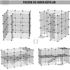 PawHut Laufgitter schwarz Metall B/H/L: ca. 73x73x146 cm