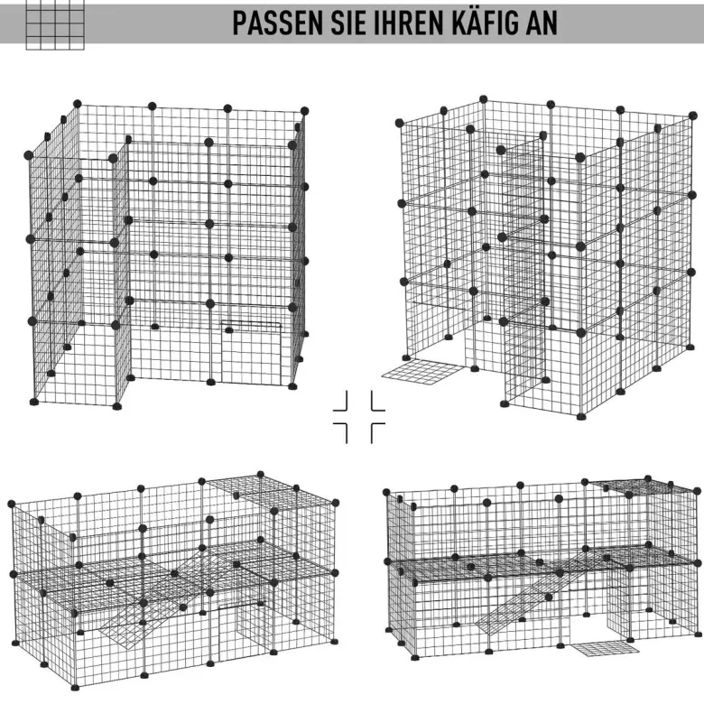 PawHut Laufgitter schwarz Metall B/H/L: ca. 73x73x146 cm