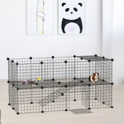 PawHut Laufgitter schwarz Metall B/H/L: ca. 73x73x146 cm