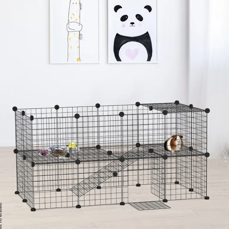 PawHut Laufgitter schwarz Metall B/H/L: ca. 73x73x146 cm