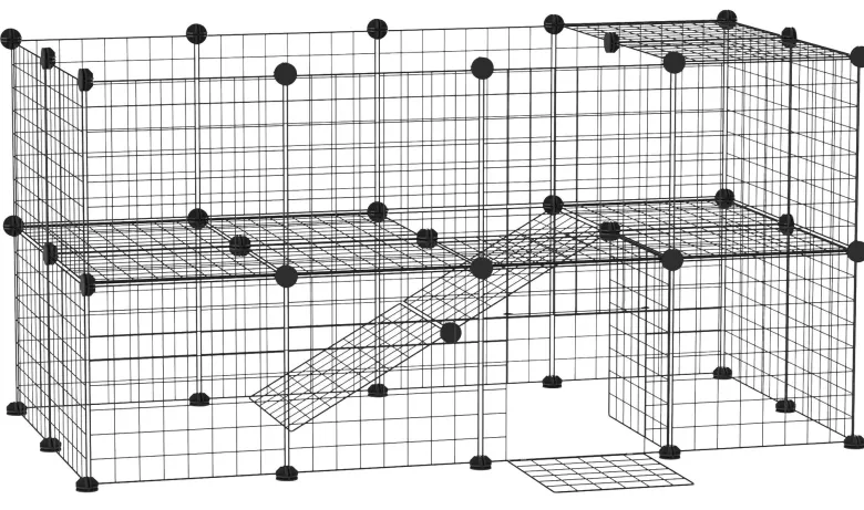 PawHut Laufgitter schwarz Metall B/H/L: ca. 73x73x146 cm