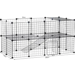 PawHut Laufgitter schwarz Metall B/H/L: ca. 73x73x146 cm