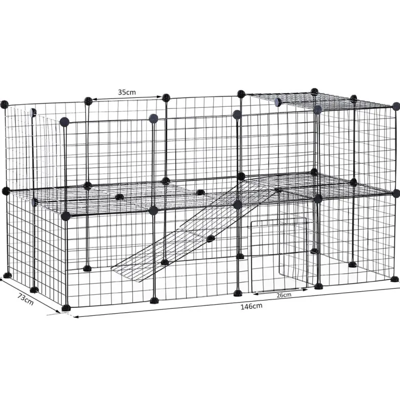 PawHut Laufgitter schwarz Metall B/H/L: ca. 73x73x146 cm