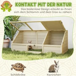 PawHut Schildkrötenhaus Holzoptik Holz B/H/L: ca. 55x50x120 cm
