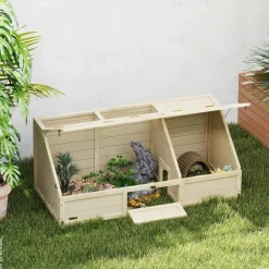 PawHut Schildkrötenhaus Holzoptik Holz B/H/L: ca. 55x50x120 cm