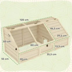 PawHut Schildkrötenhaus Holzoptik Holz B/H/L: ca. 55x50x120 cm