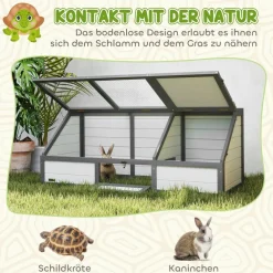 PawHut Schildkrötenhaus weiß Holz B/H/L: ca. 55x50x120 cm