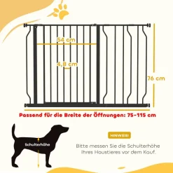 PawHut Schutzgitter schwarz Stahl B/H/L: ca. 4x76x115 cm