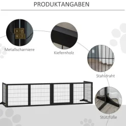 PawHut Schutzgitter schwarz Polypropylen B/H/L: ca. 36x432x70 cm