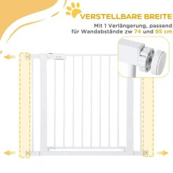 PawHut Schutzgitter weiß Edelstahl B/H/L: ca. 5x96x76 cm