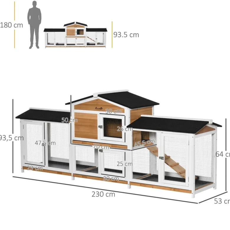 PawHut Stall gelb Polypropylen B/H/L: ca. 53x230x93,5 cm