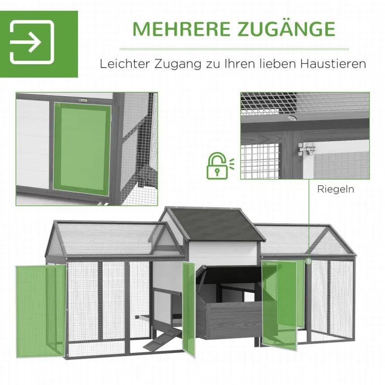PawHut Stall grau Edelstahl B/H/L: ca. 125x247x113,5 cm