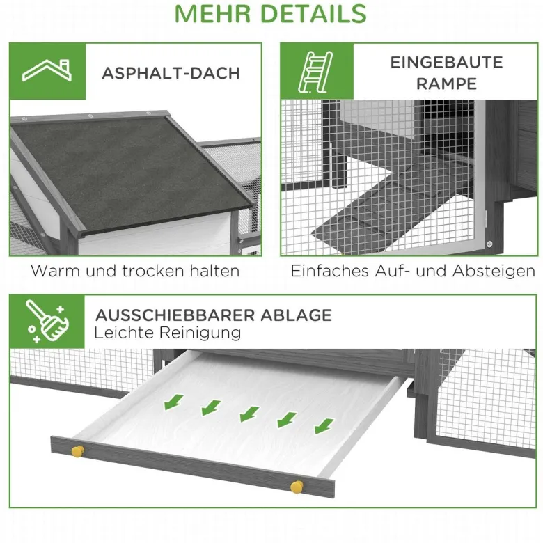 PawHut Stall grau Edelstahl B/H/L: ca. 125x247x113,5 cm