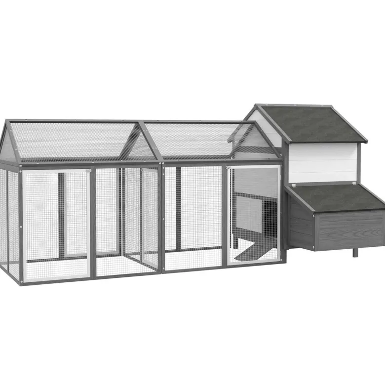 PawHut Stall grau Edelstahl B/H/L: ca. 125x247x113,5 cm