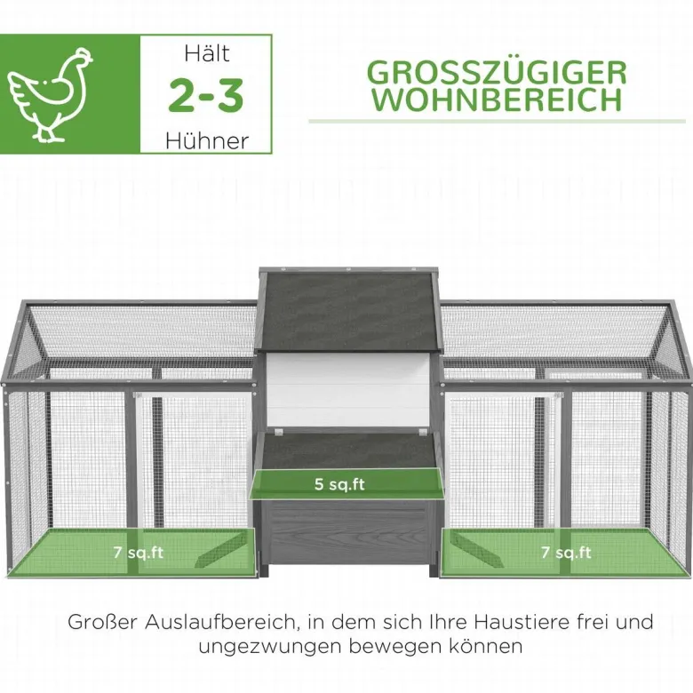 PawHut Stall grau Edelstahl B/H/L: ca. 125x247x113,5 cm