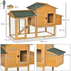 PawHut Stall grün Holz B/H/L: ca. 75x168x103 cm