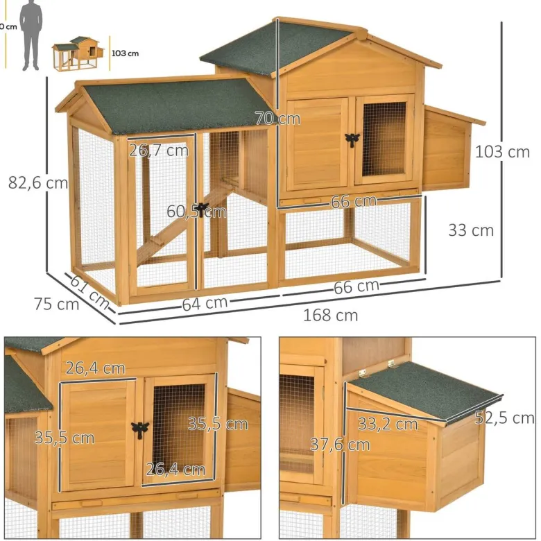 PawHut Stall grün Holz B/H/L: ca. 75x168x103 cm