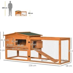 PawHut Stall orange Edelstahl B/H/L: ca. 58x156x68 cm