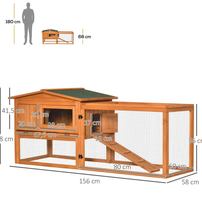 PawHut Stall orange Edelstahl B/H/L: ca. 58x156x68 cm