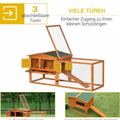 PawHut Stall orange Edelstahl B/H/L: ca. 58x156x68 cm